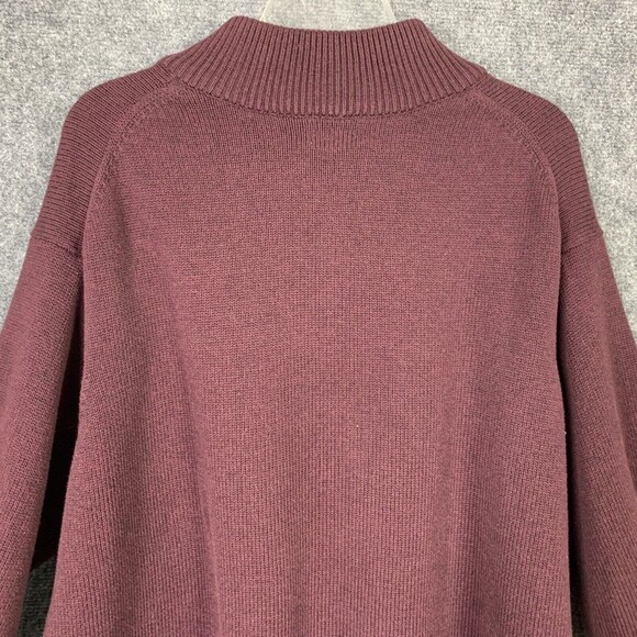 L L  Bean 1/4 Zip Knit Sweater Men XL Tall Long Sleeve Plum Color Cotton - Picture 8 of 11